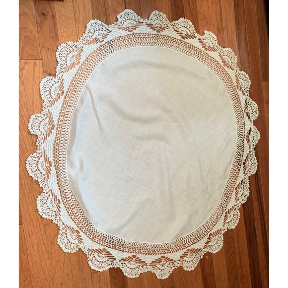 Handmade Round Lace Tablecloth with Intricate Crochet Details White 36 Inches - Picture 10 of 11